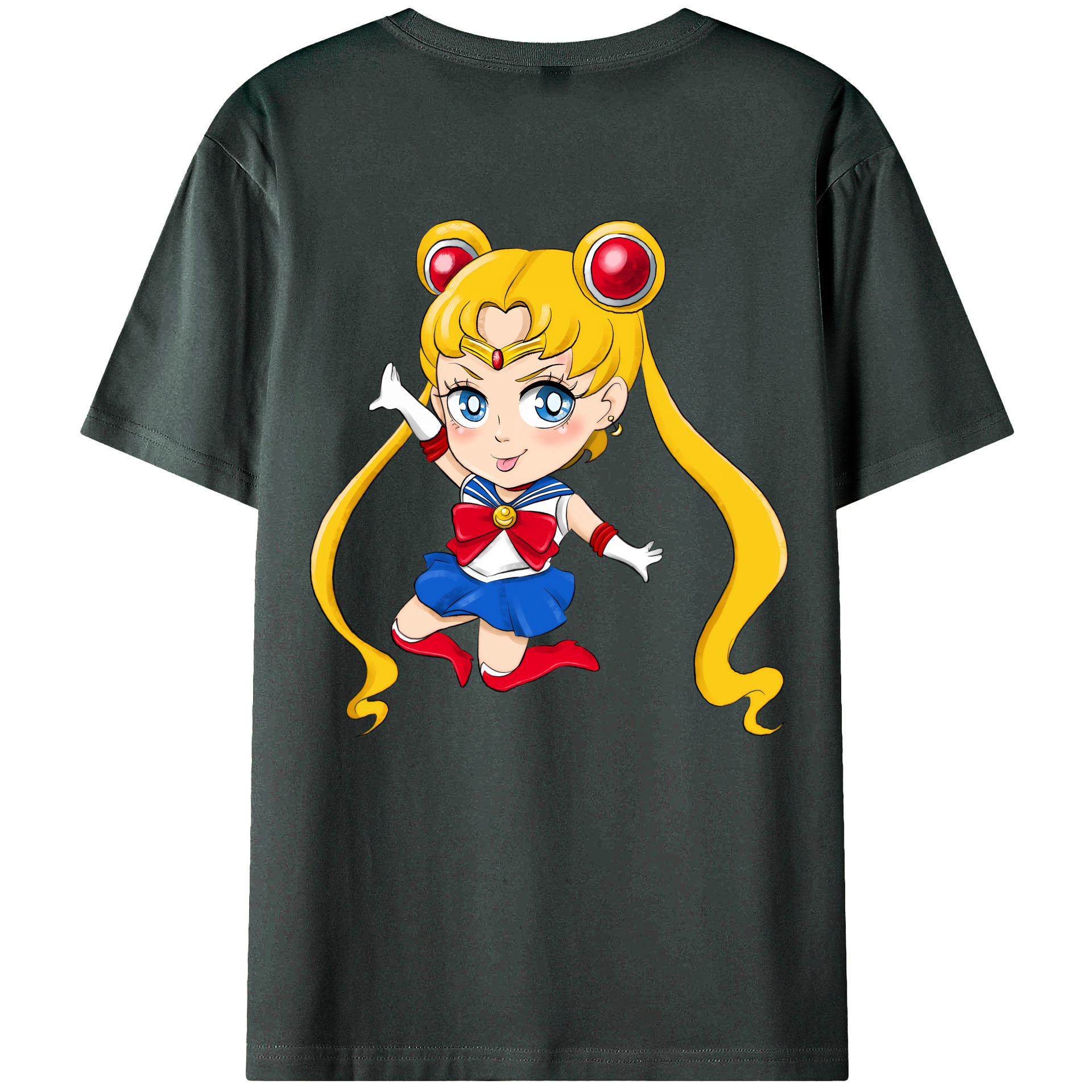 （画像用） 美少女戦士セーラームーン 月野 うさぎ つきの うさぎ Sailor Moon Tsukino Usagi 綿100％ メンズ半袖Tシャツ（バックプリント） 通気性